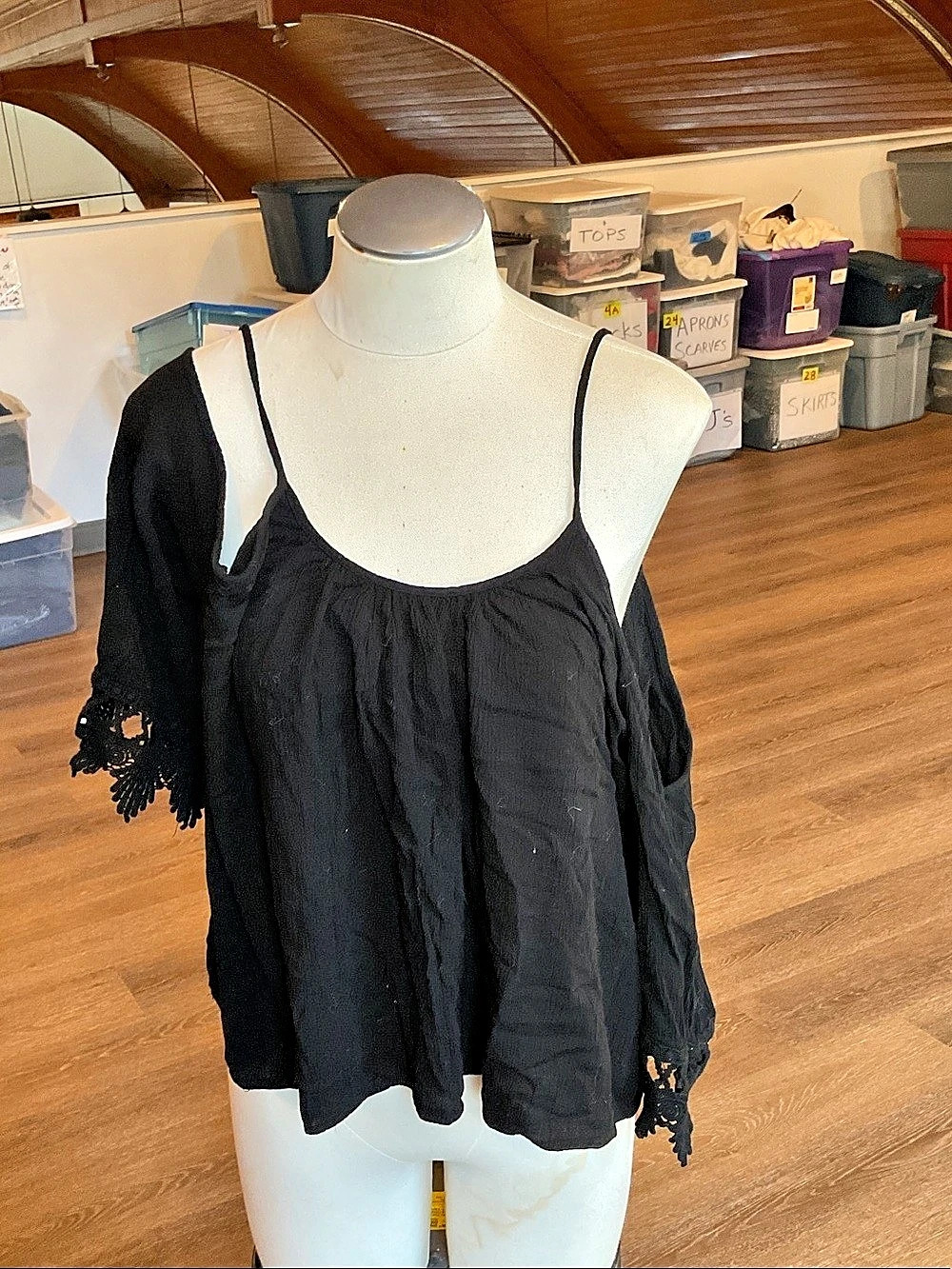 ambiance Black Lace-Cuff Camisole Size 2XL